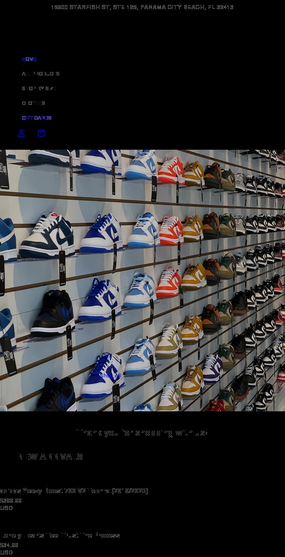 alldaysneakers.com shopify website screenshot
