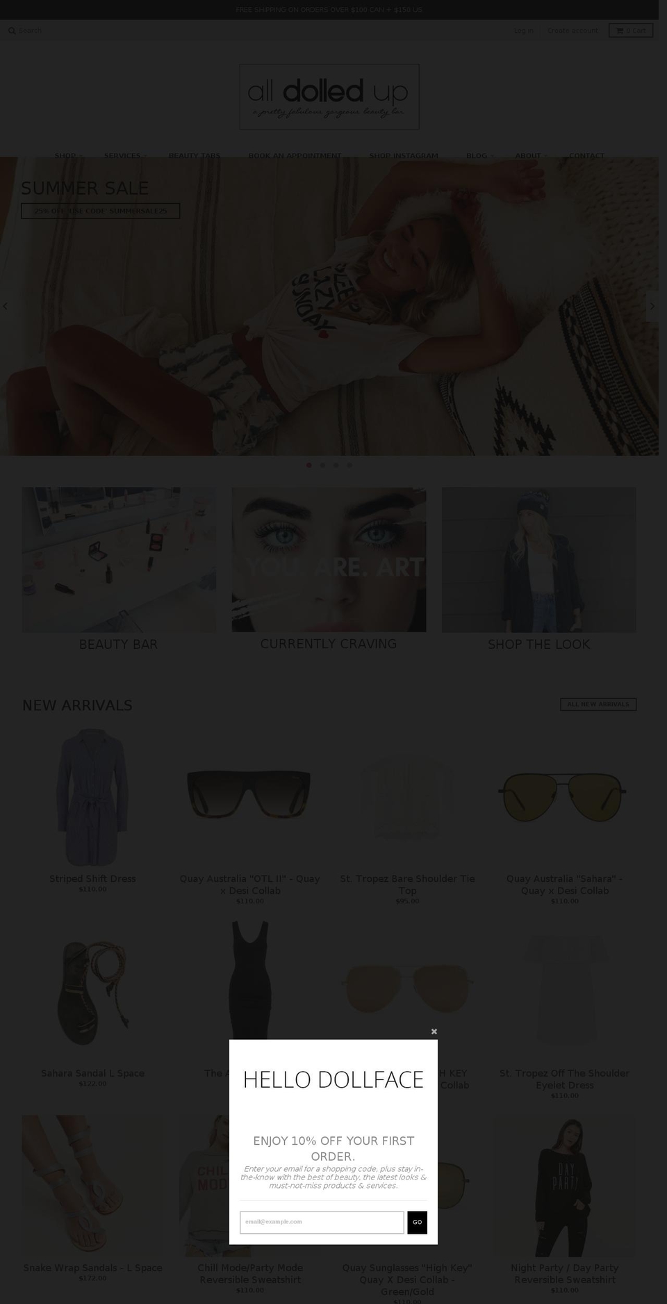 All Dolled Up - ULTY 1.0 Shopify theme site example alldolledupbar.ca