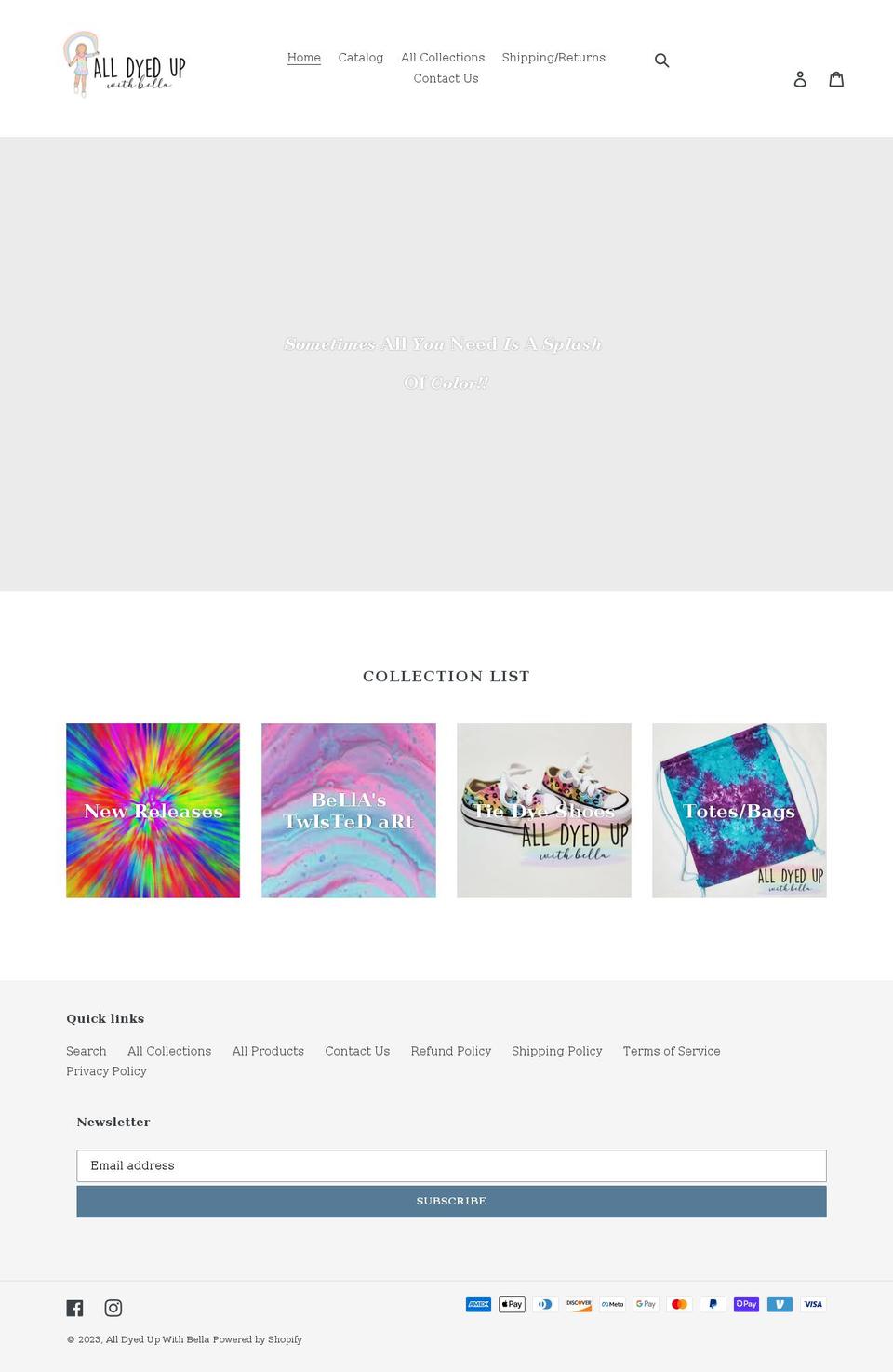 alldyedupwithbella.com shopify website screenshot