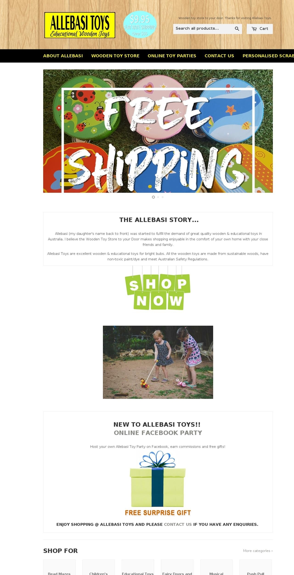 allebasitoys.com shopify website screenshot