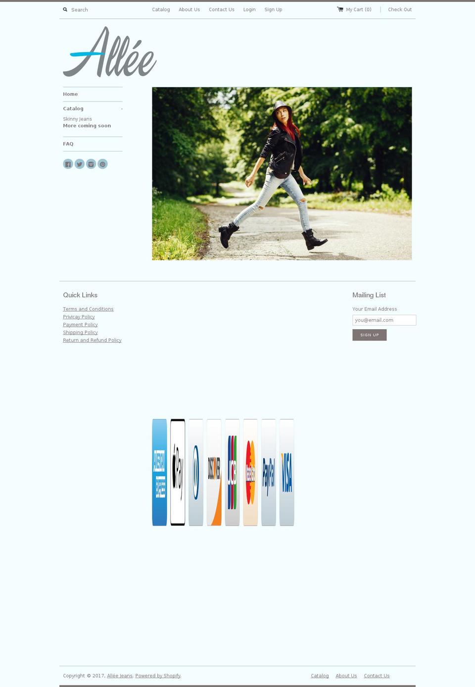 alleejeans.com shopify website screenshot