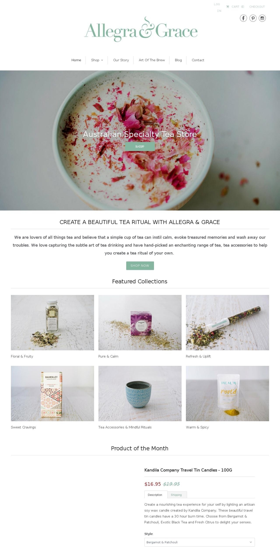 allegragrace.com — Shopify storefront screenshot