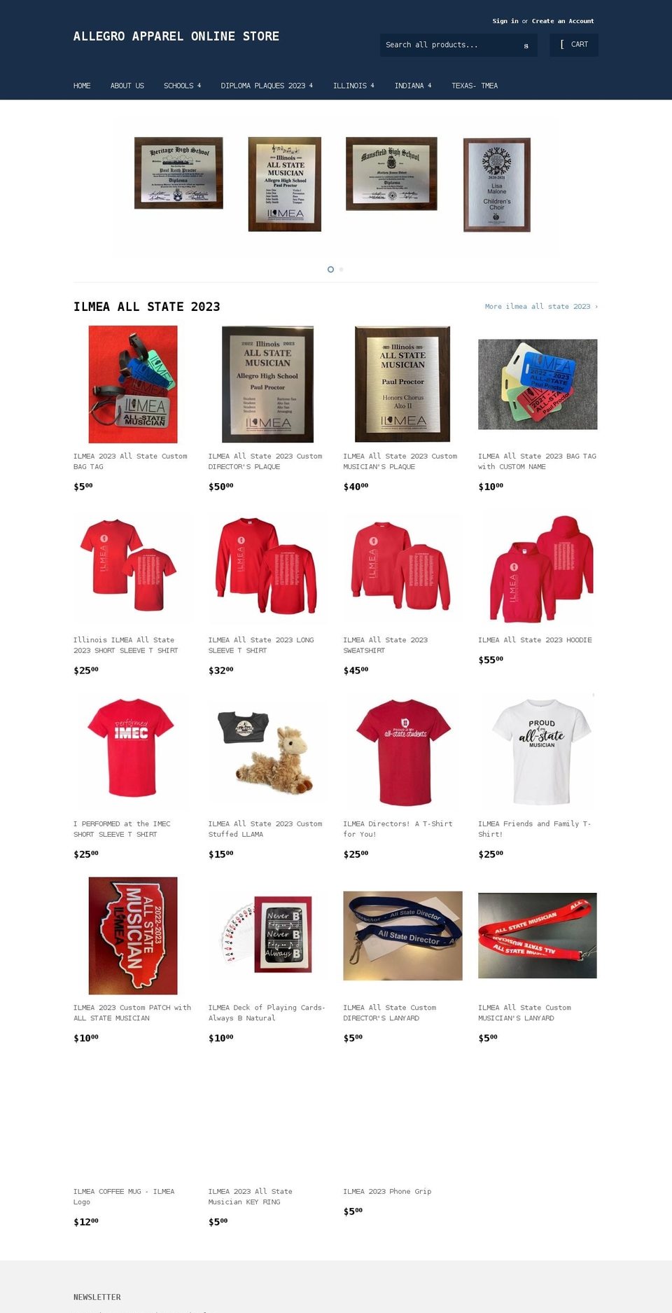 allegroapparelonlinestore.com shopify website screenshot