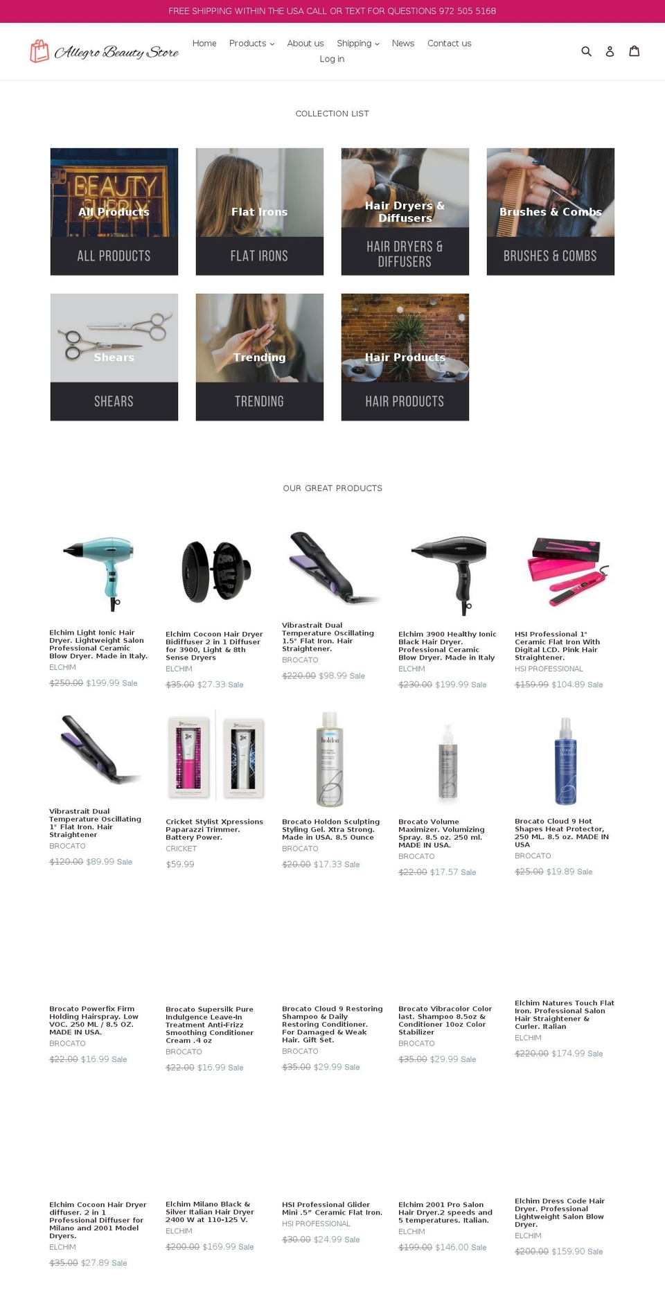 allegrobeautystore.myshopify.com shopify website screenshot