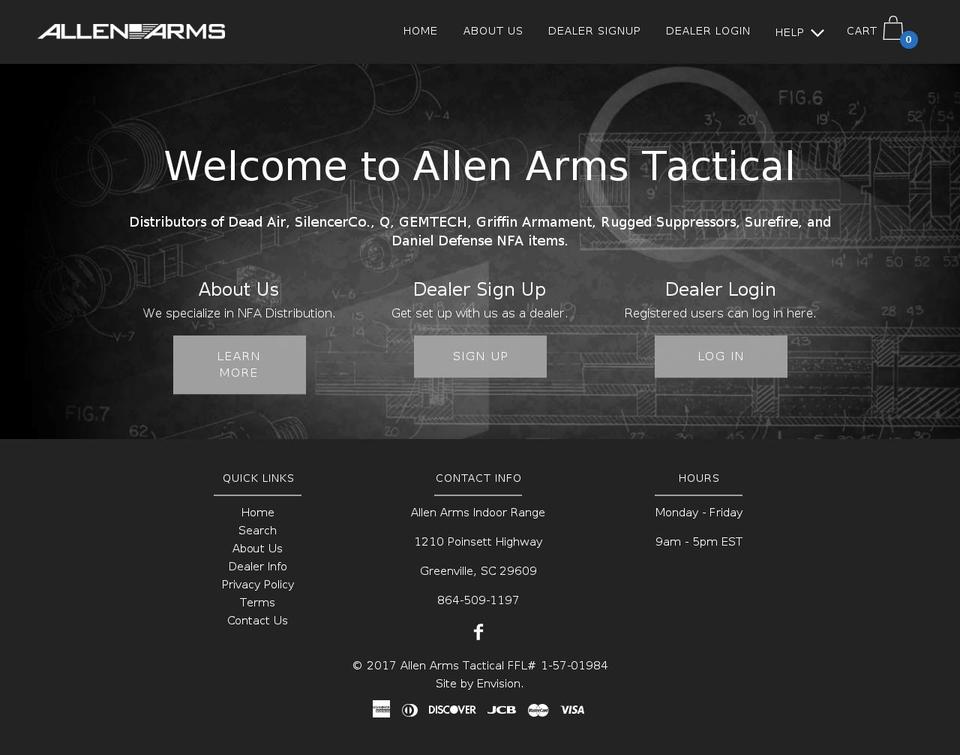 allenarmstactical.com shopify website screenshot