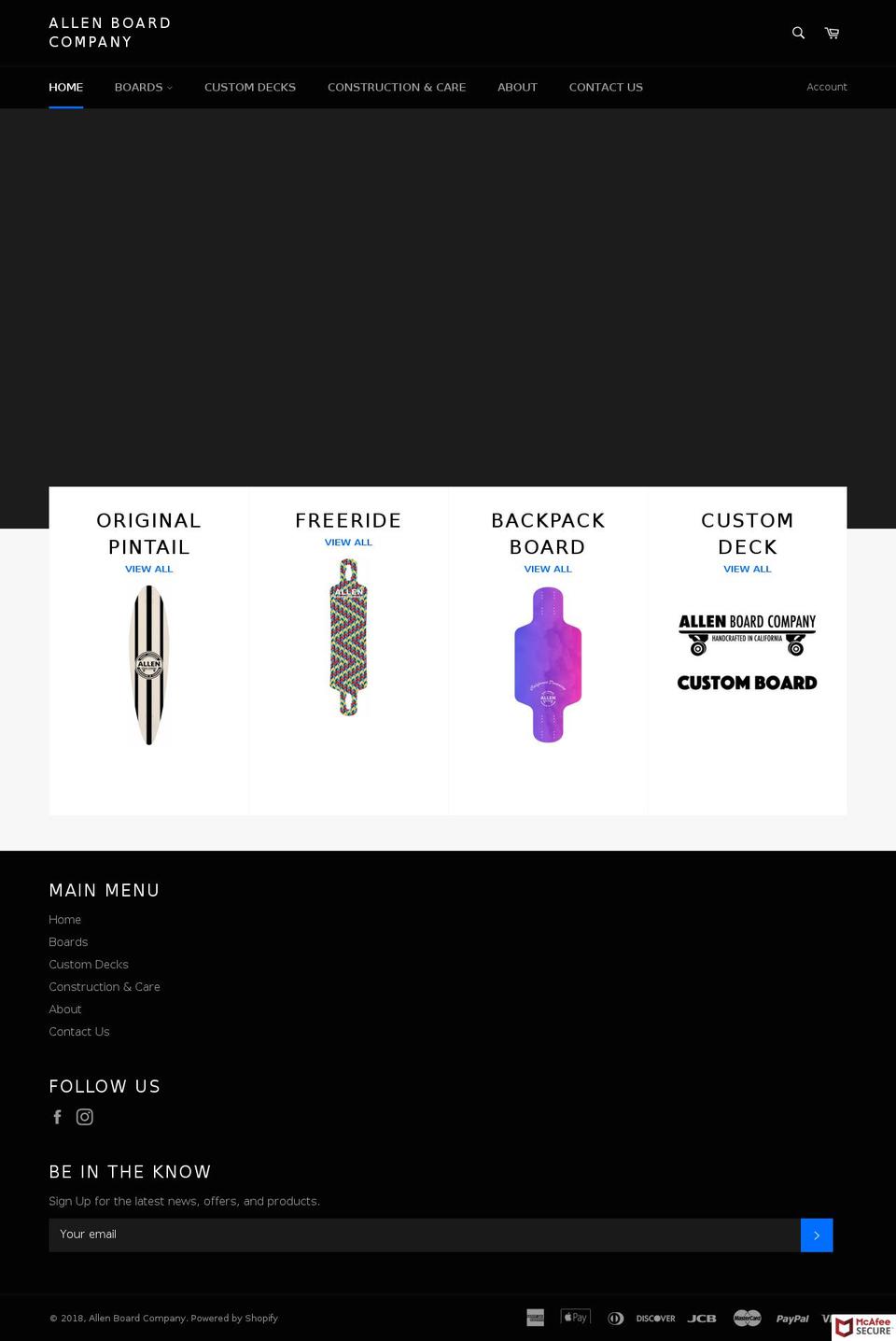 allenboardcompany.com — Shopify storefront screenshot