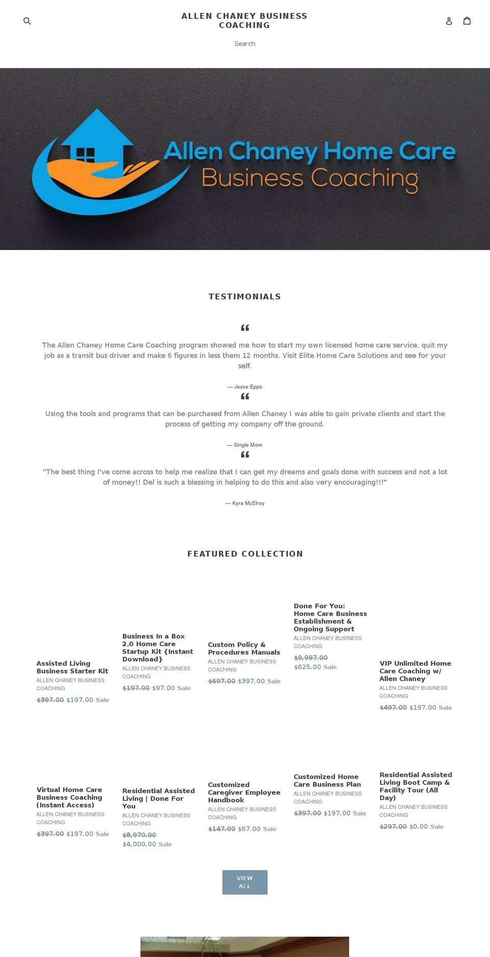 allenchaney.com shopify website screenshot