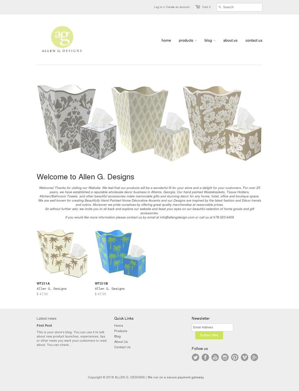 allengdesign.com shopify website screenshot