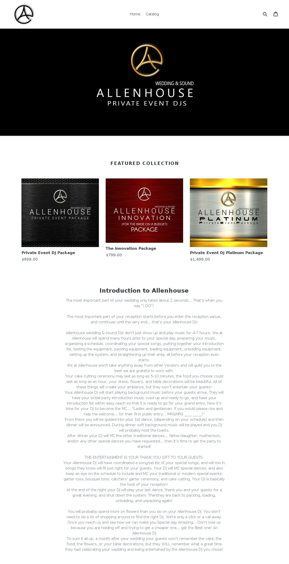 allenhousedjs.com — Shopify storefront screenshot