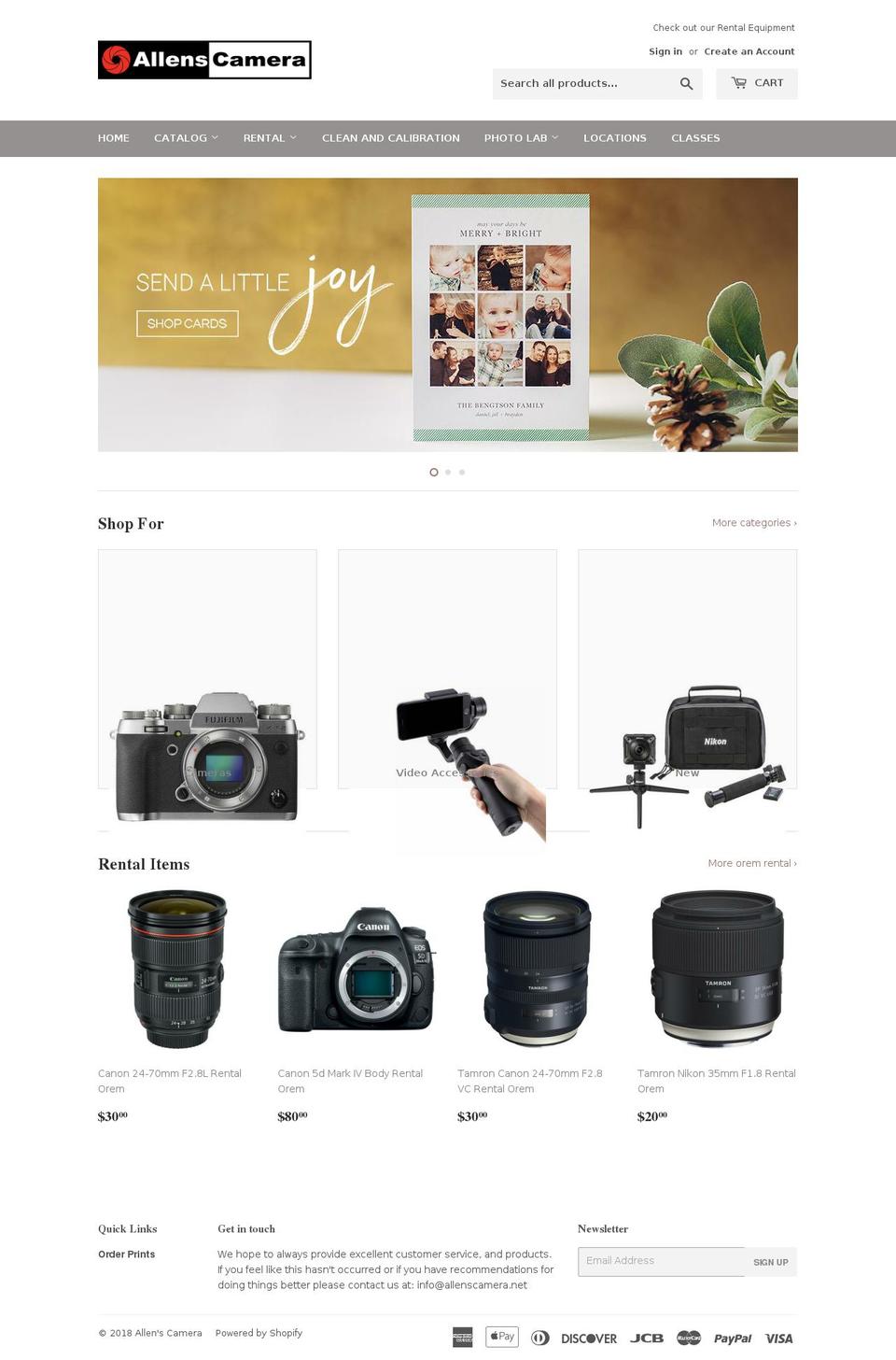 allenscamera.net shopify website screenshot