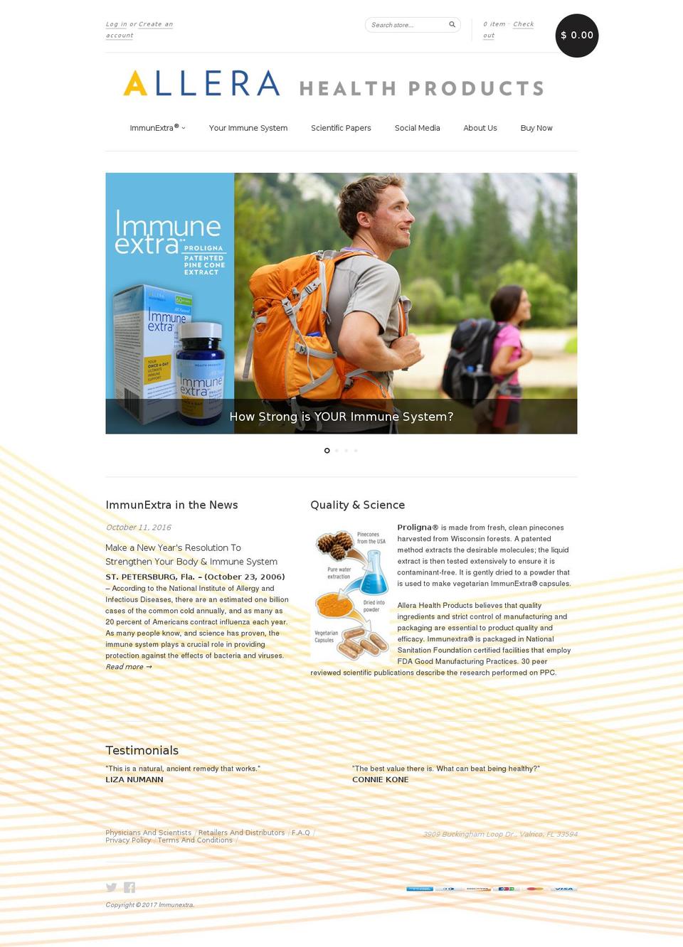 allerahealthproducts.com shopify website screenshot