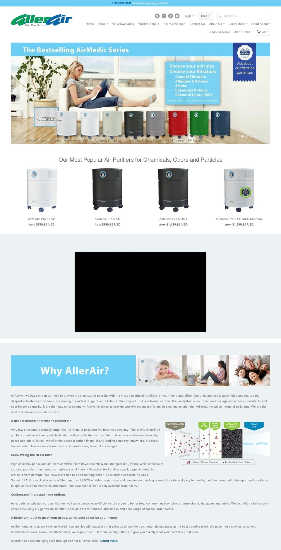 allerair.net shopify website screenshot