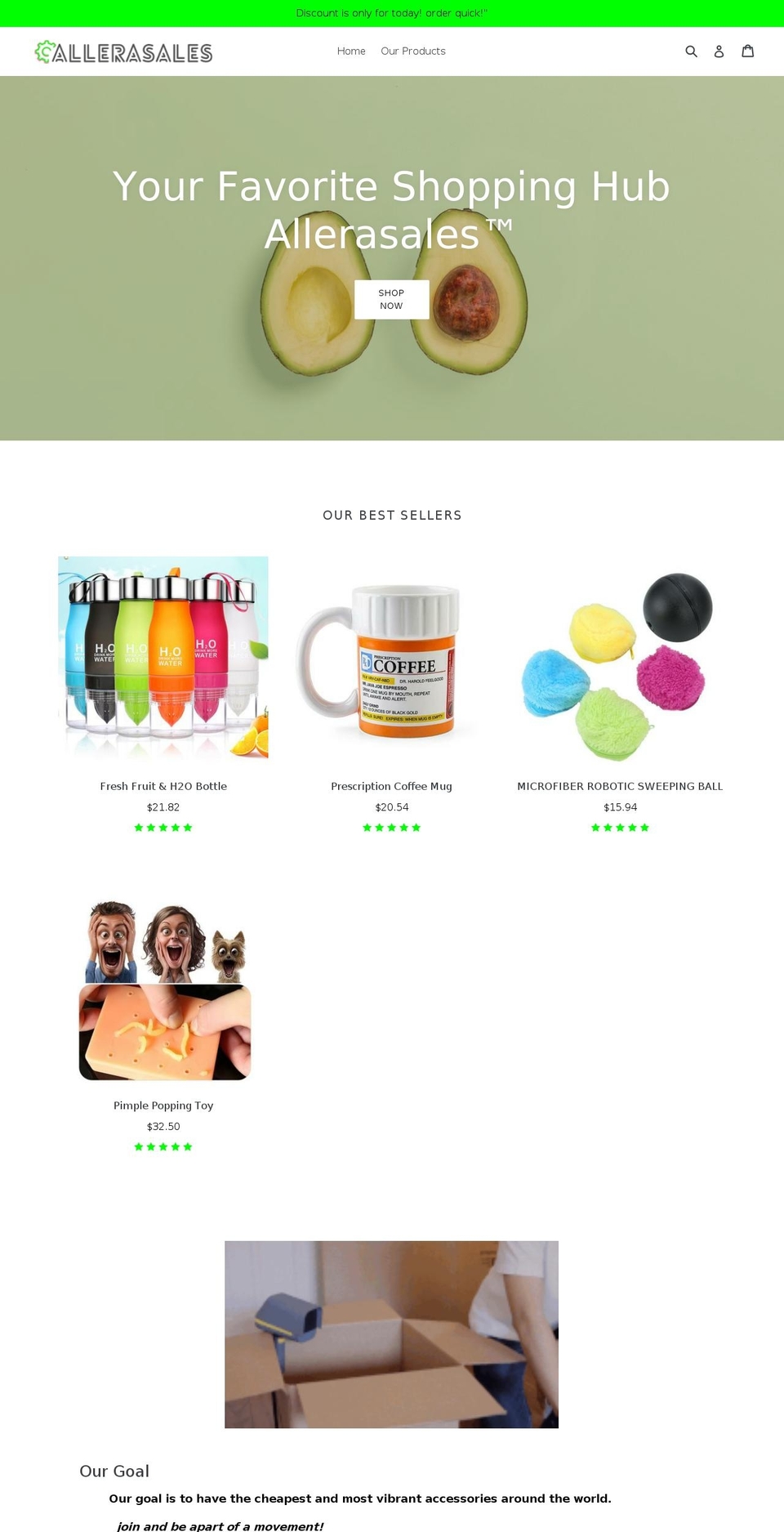 allerasales.com shopify website screenshot