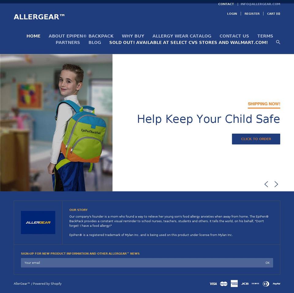 allergear.com shopify website screenshot