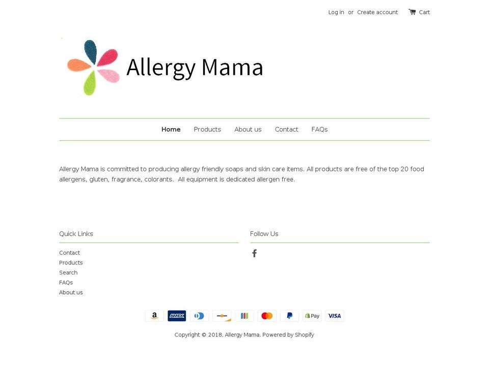 allergymamasoap.com — Shopify storefront screenshot