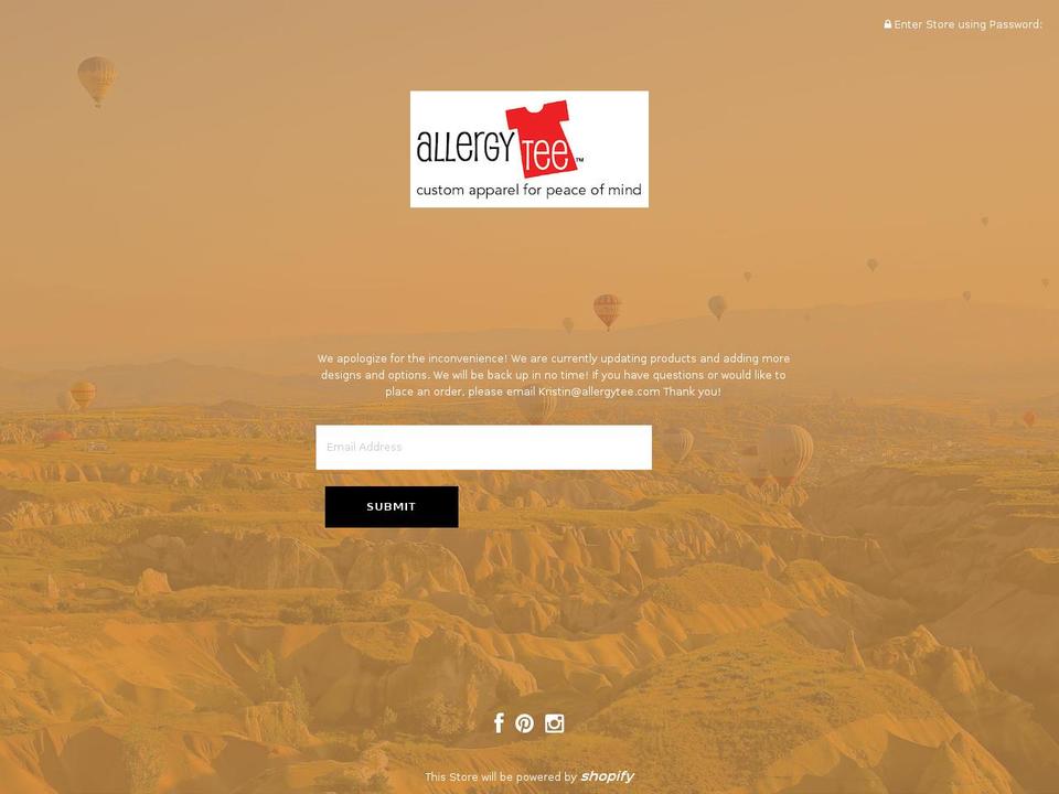 allergyshirt.com shopify website screenshot