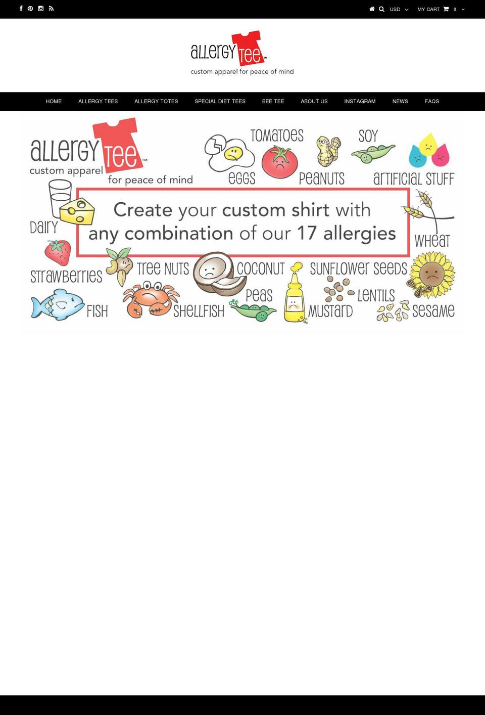 allergyshirts.com — Shopify storefront screenshot