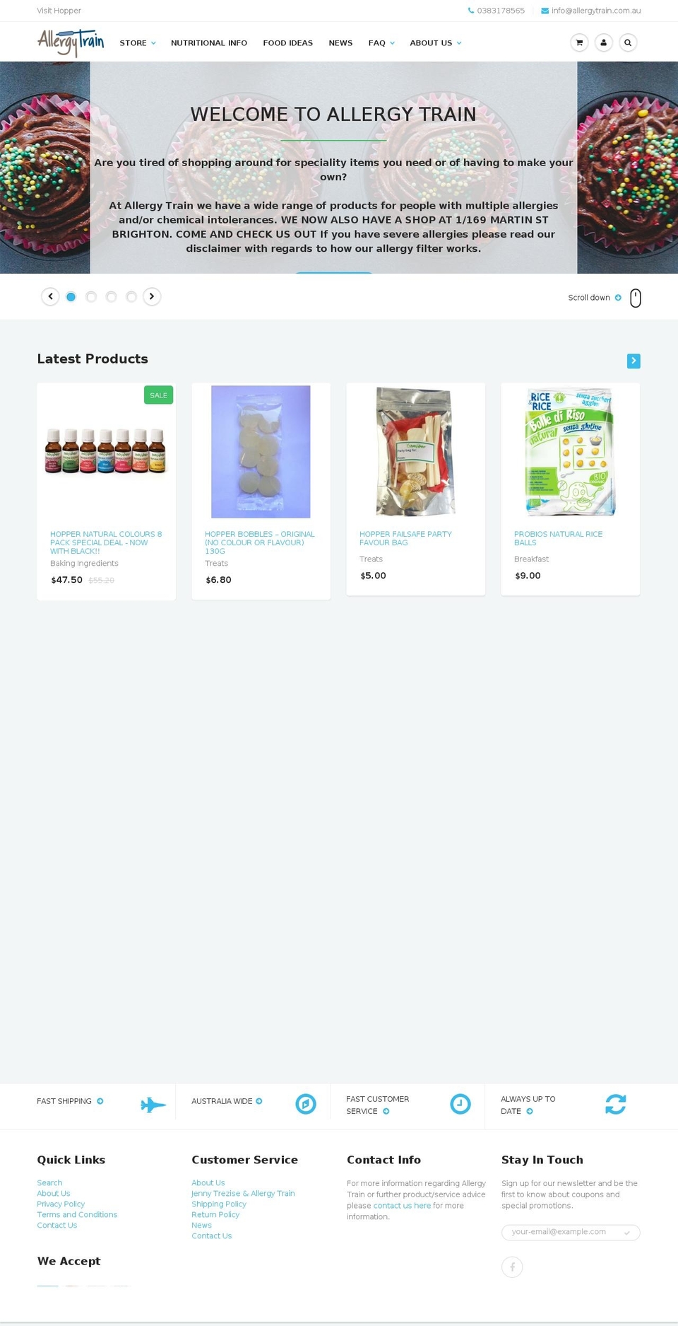 allergytrain.com.au shopify website screenshot