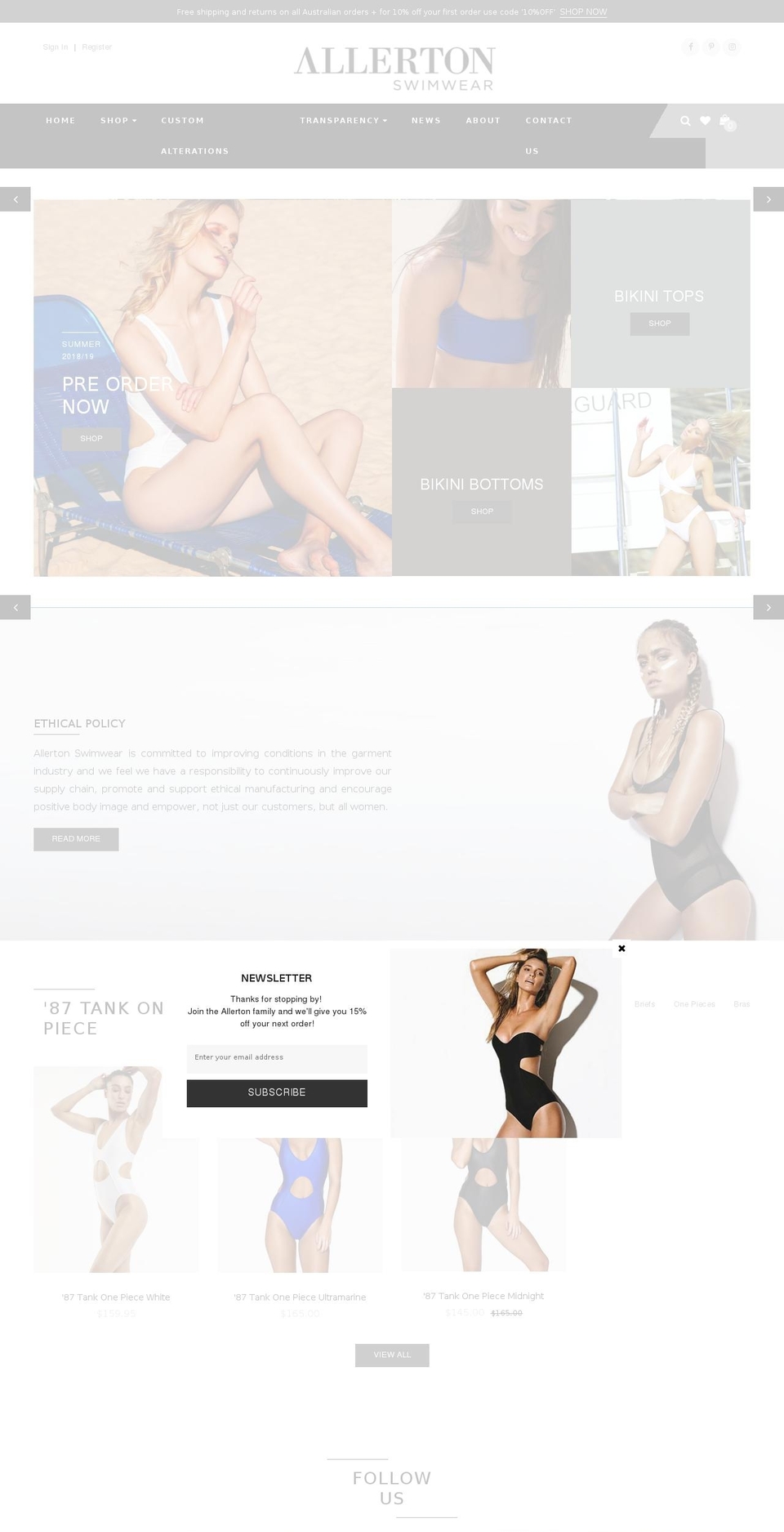 allerton.com.au shopify website screenshot