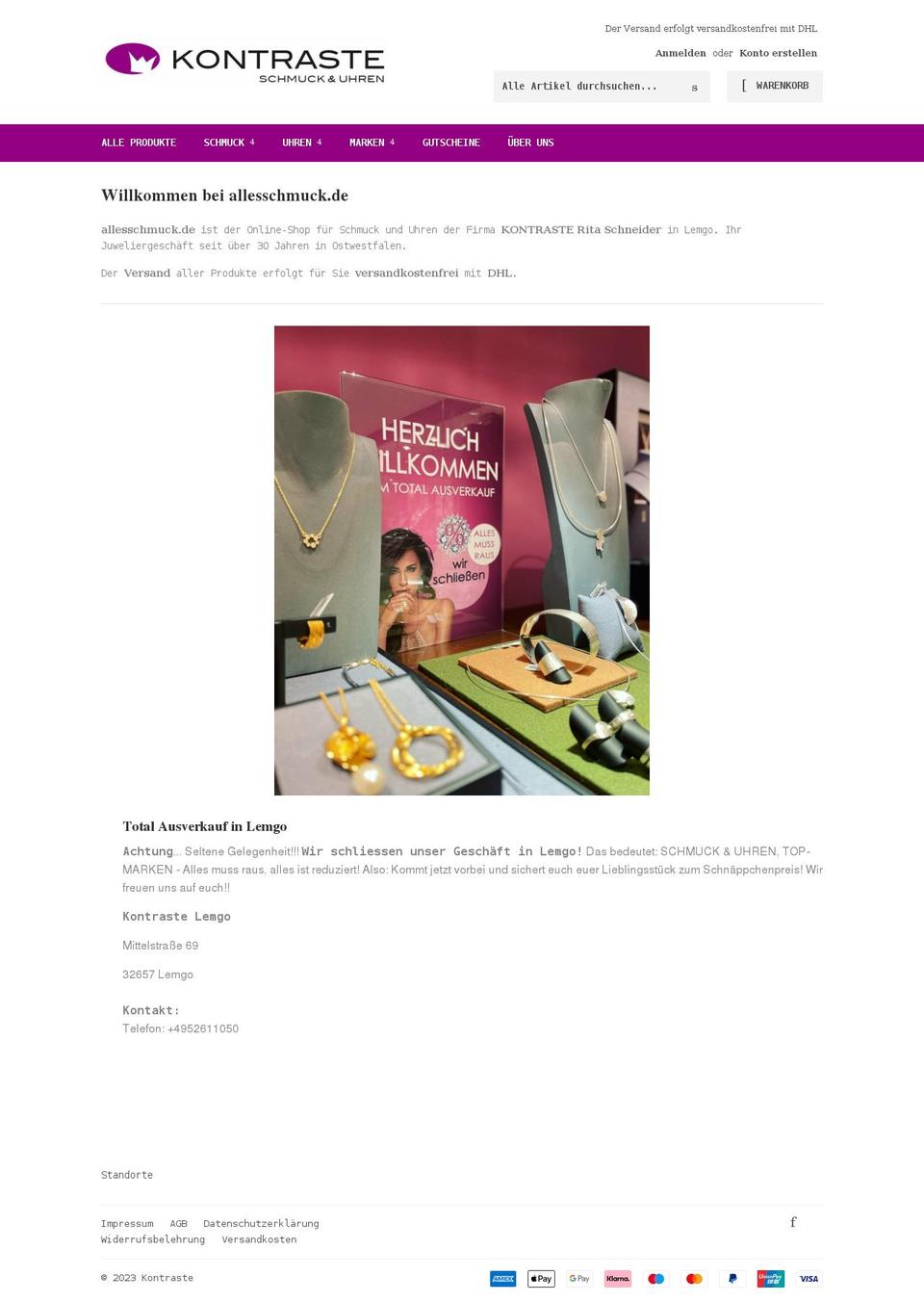 Golive Shopify theme site example allesschmuck.de