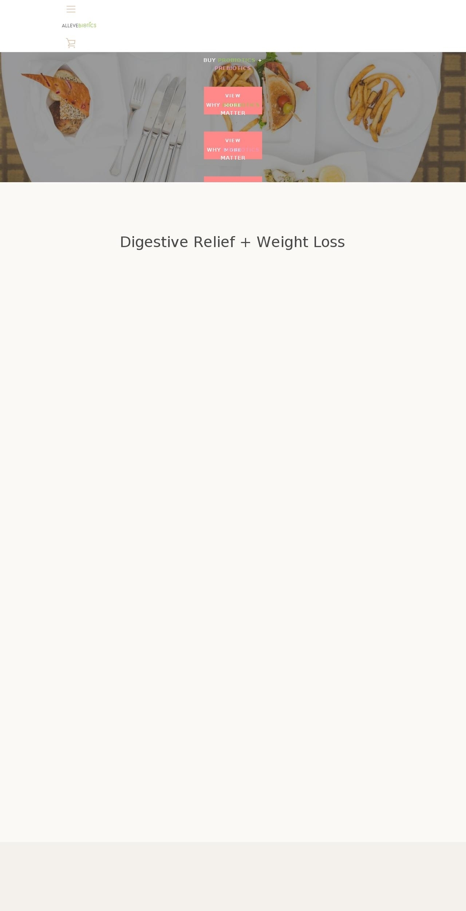allevebiotics.com shopify website screenshot
