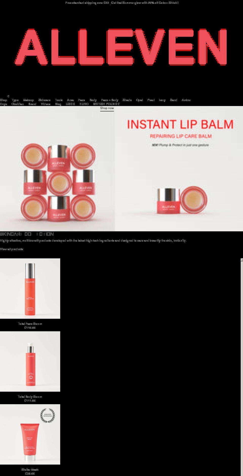 alleven.uk shopify website screenshot