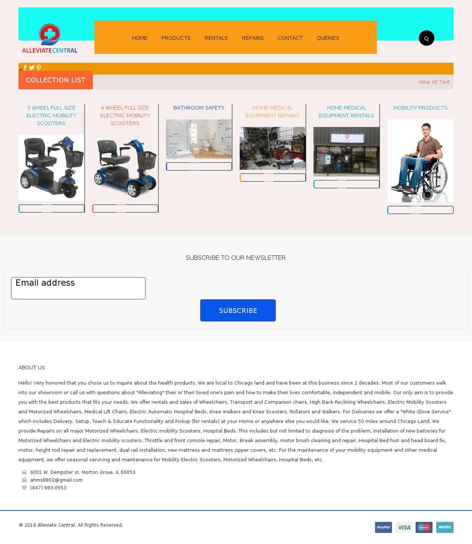 alleviatecentral.com — Shopify storefront screenshot