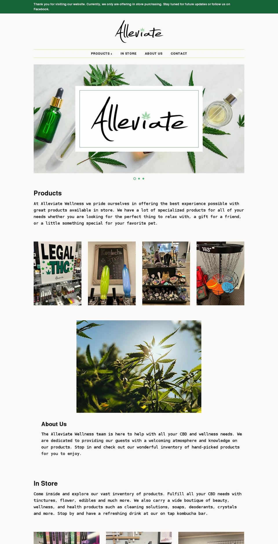 alleviatewellnesscbd.com shopify website screenshot