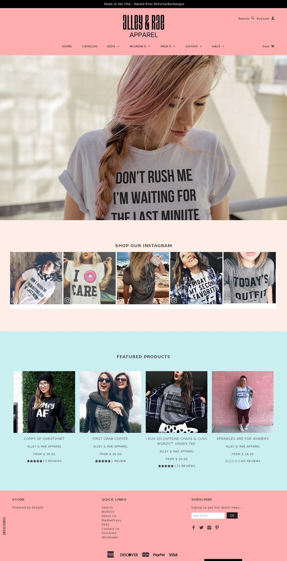 Tailor Shopify theme site example alleyandrae.com
