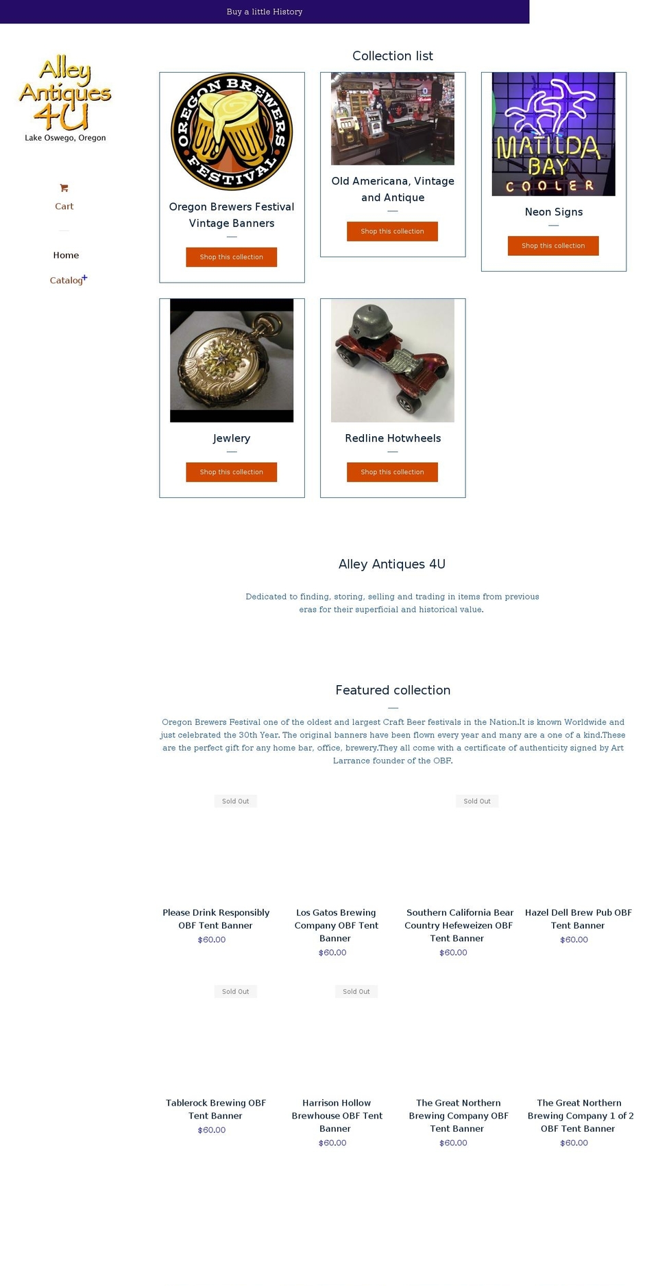 alleyantiques4u.com — Shopify storefront screenshot