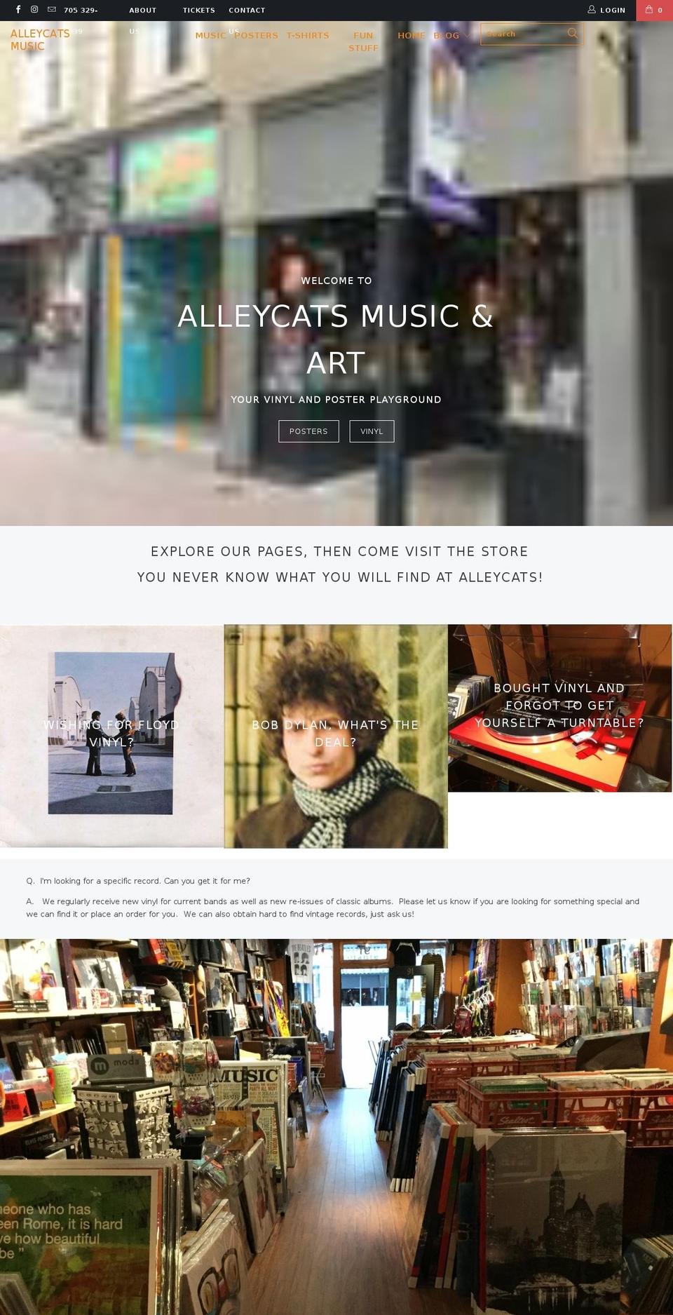 alleycatsmusic.com shopify website screenshot