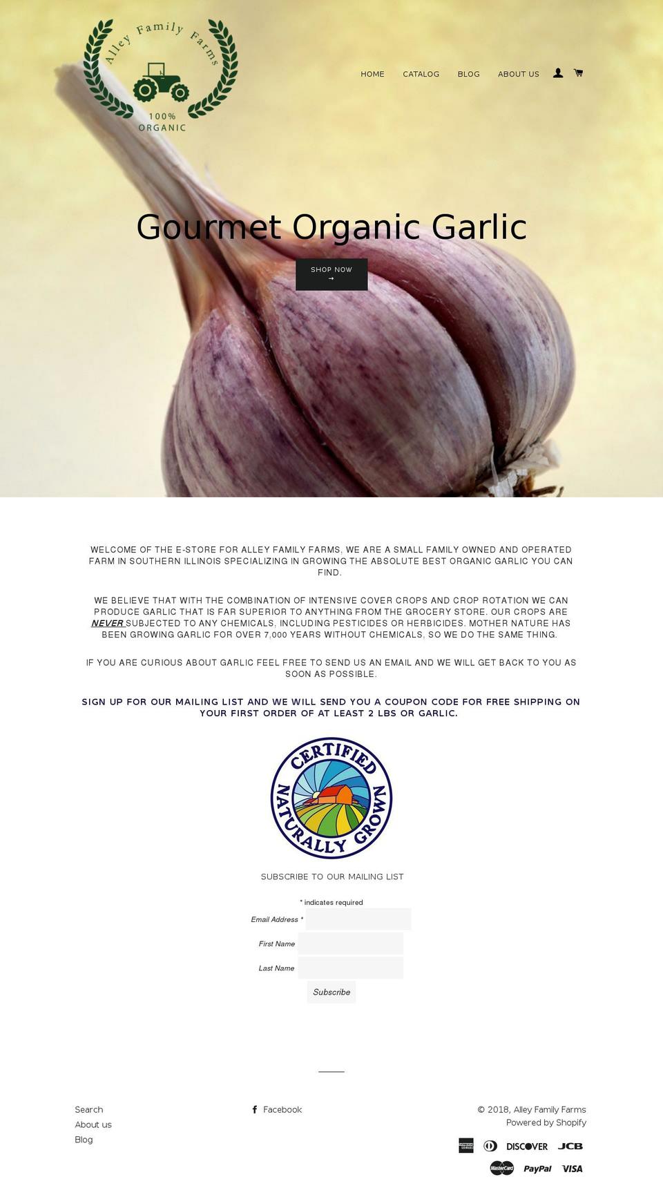 alleyfamilyfarms.com — Shopify storefront screenshot