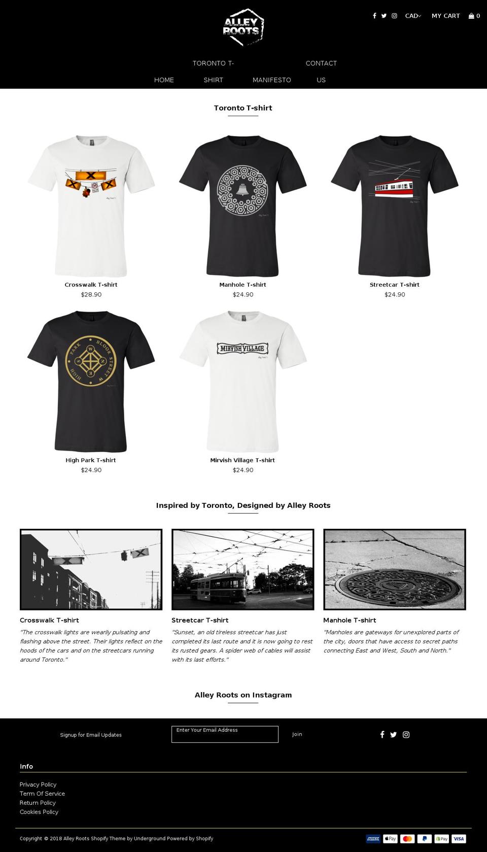 alleyroots.com — Shopify storefront screenshot