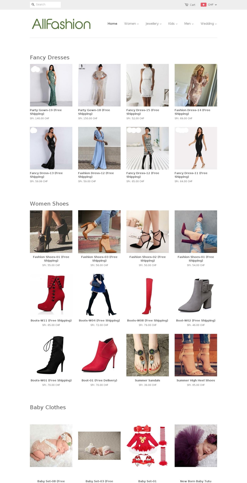 allfashion.ch shopify website screenshot