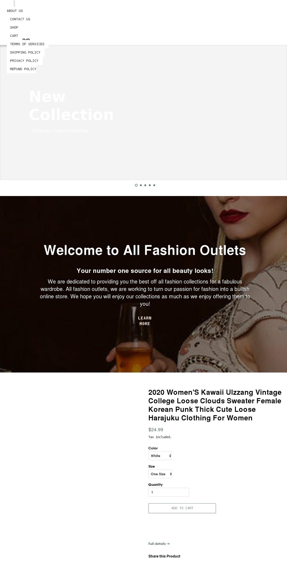 allfashionoutlets.com shopify website screenshot