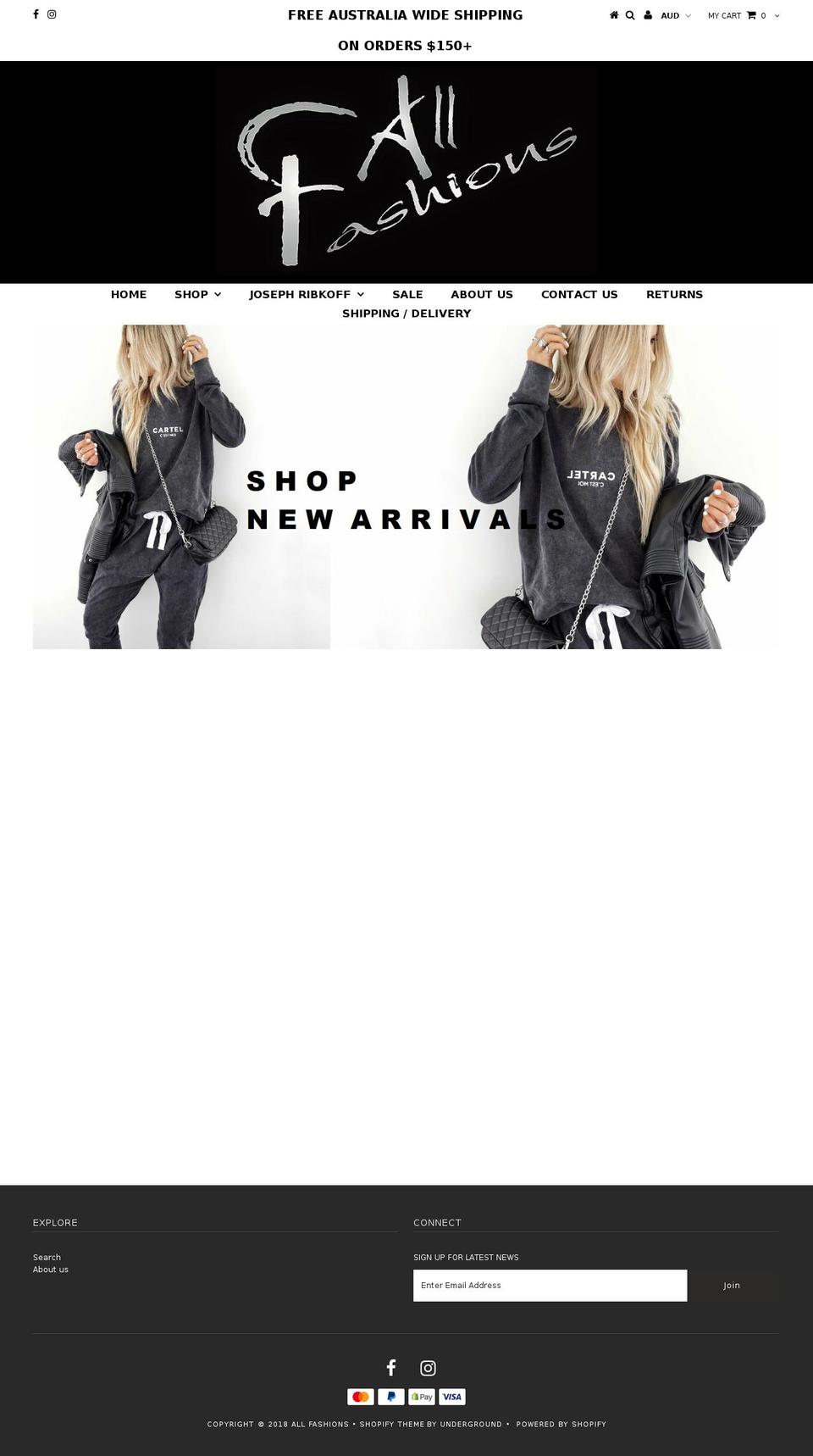 allfashions.com.au shopify website screenshot