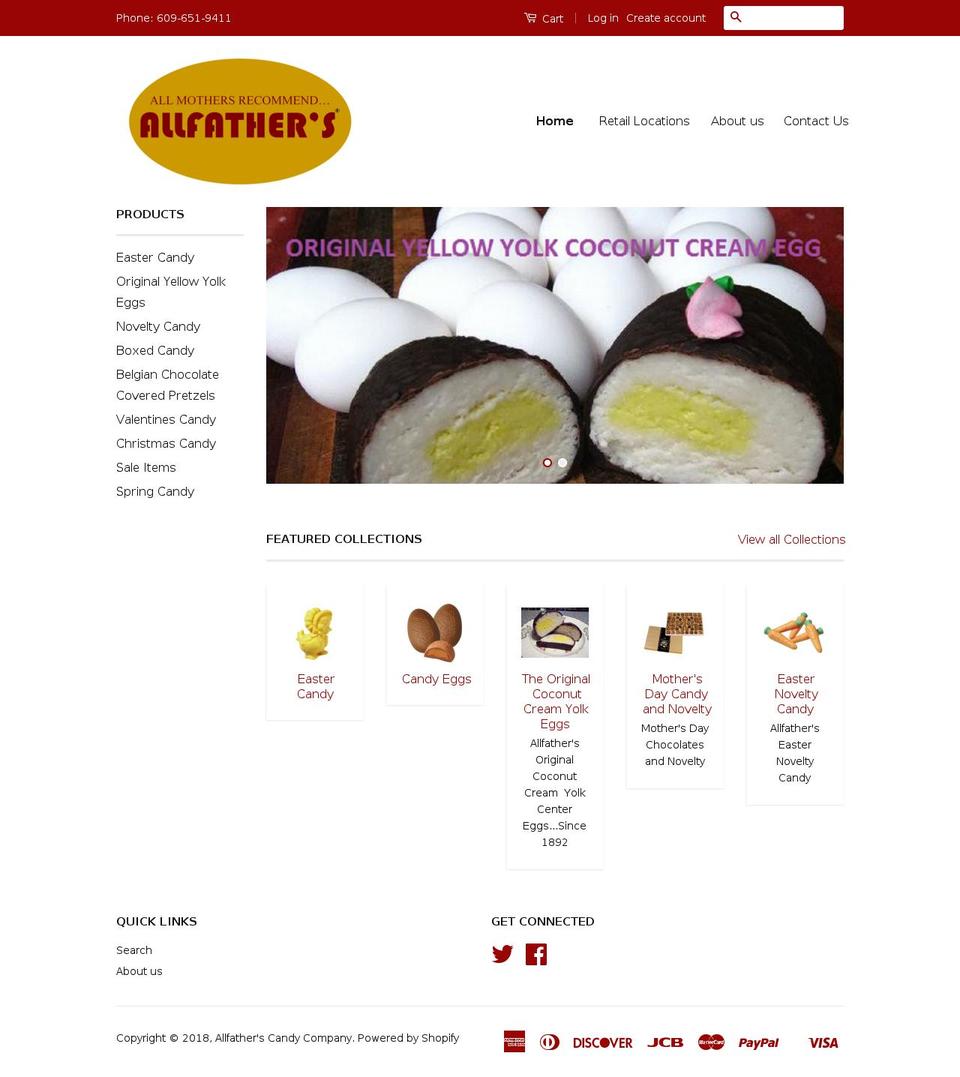 allfathers-candy.com shopify website screenshot