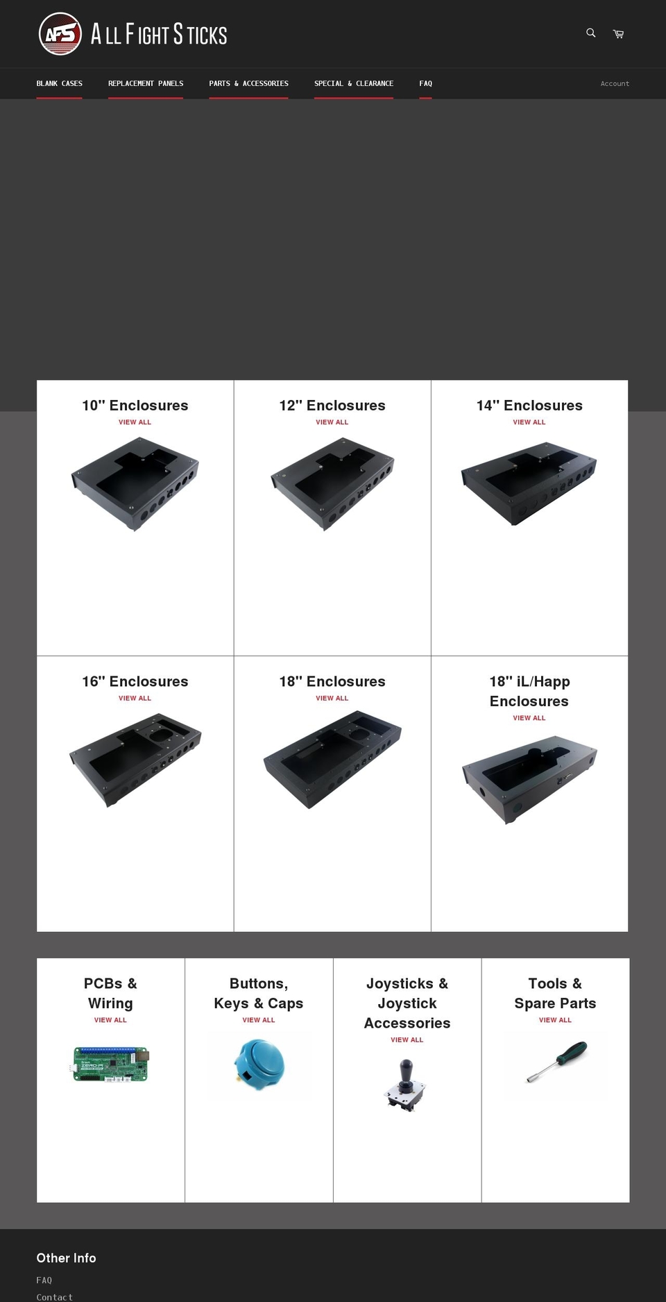 allfightsticks.com shopify website screenshot