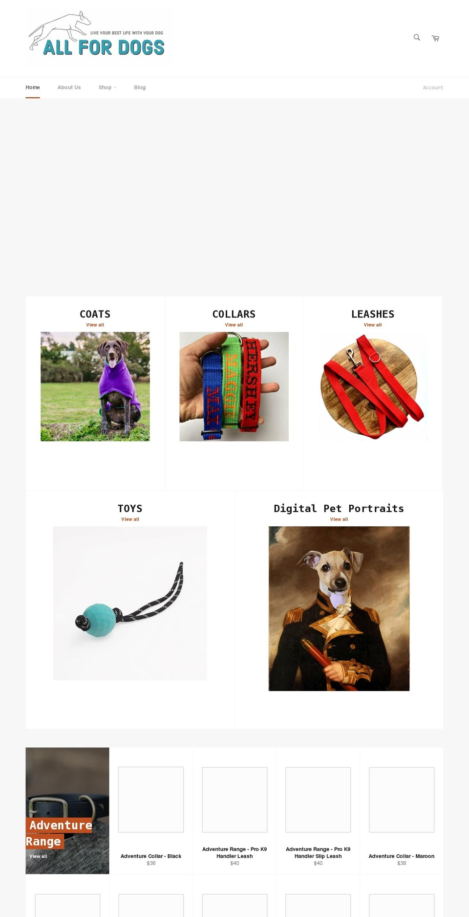 allfordogs.com.au shopify website screenshot