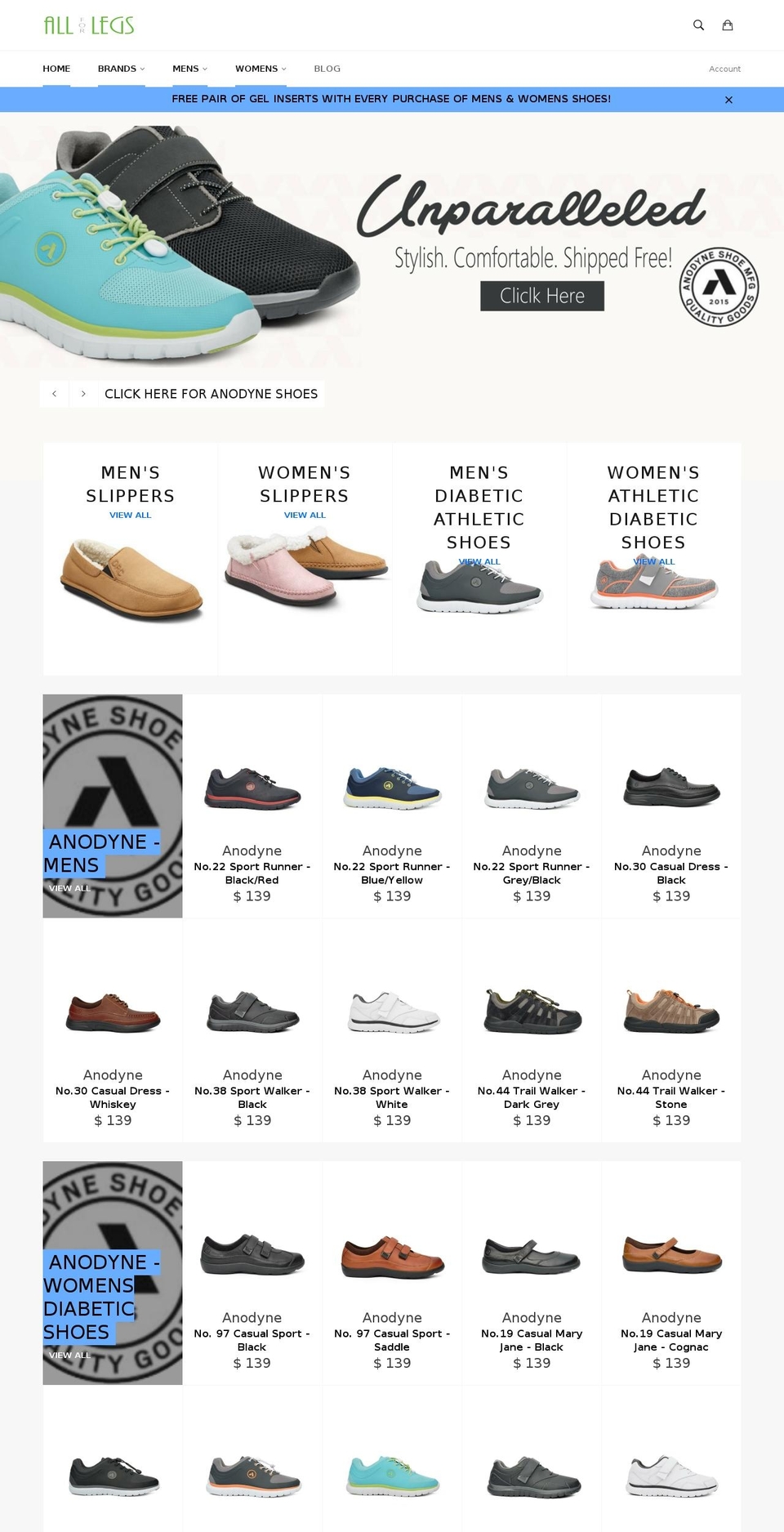 allforlegs.com shopify website screenshot