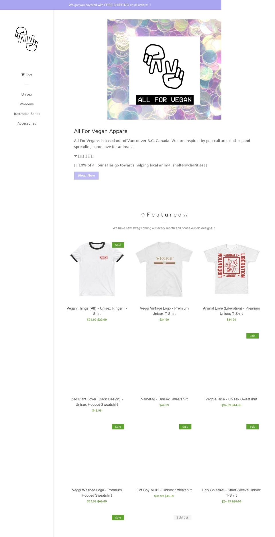 allforvegan.com — Shopify storefront screenshot