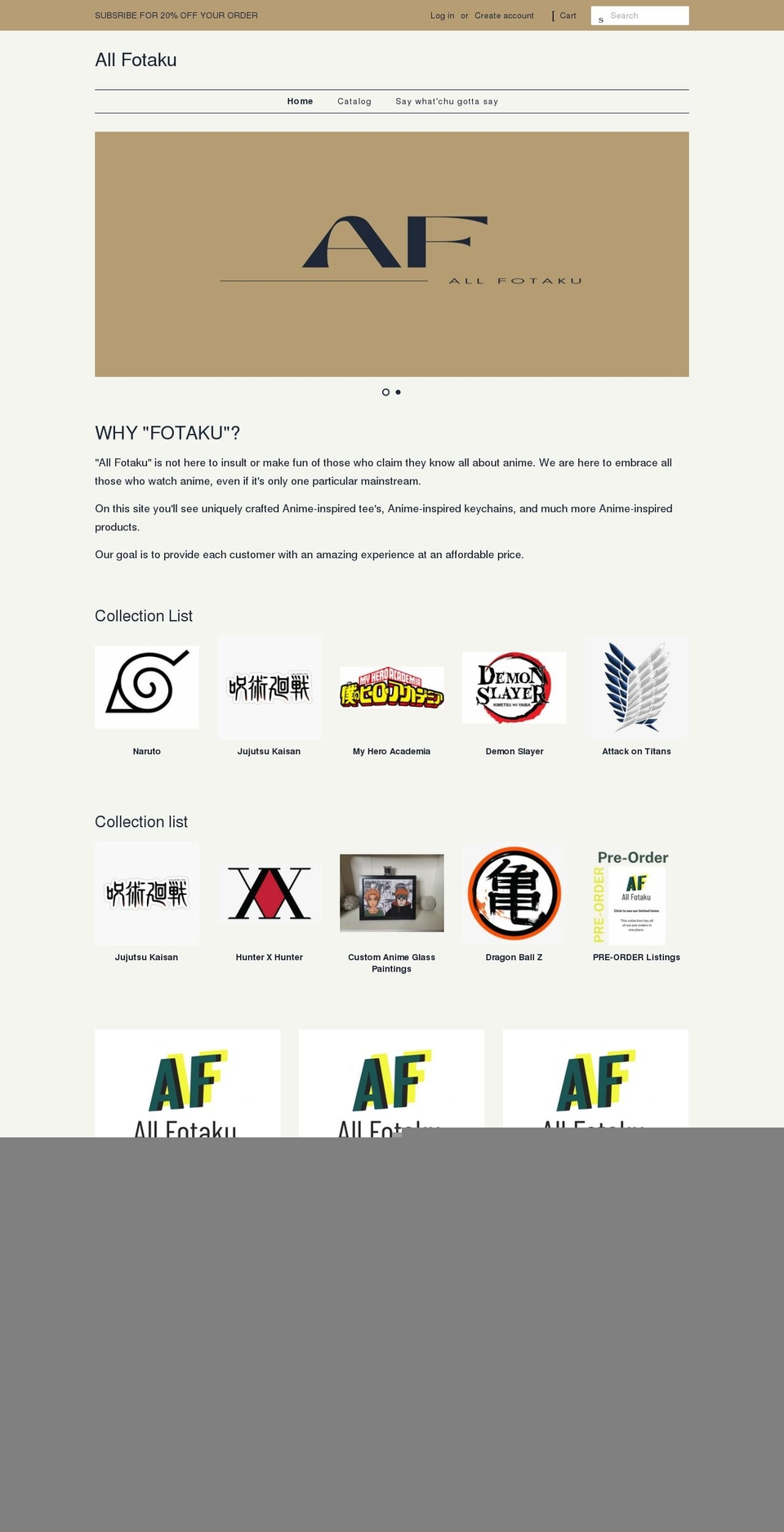 allfotaku.com shopify website screenshot