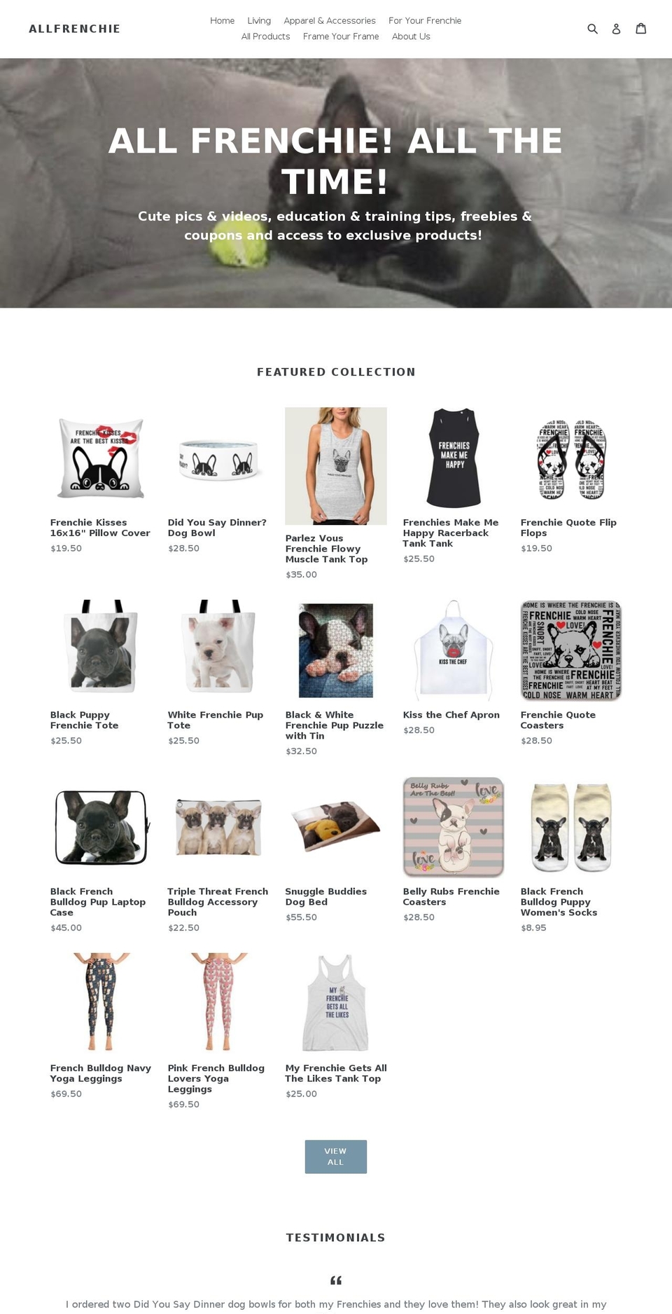 allfrenchie.com — Shopify storefront screenshot