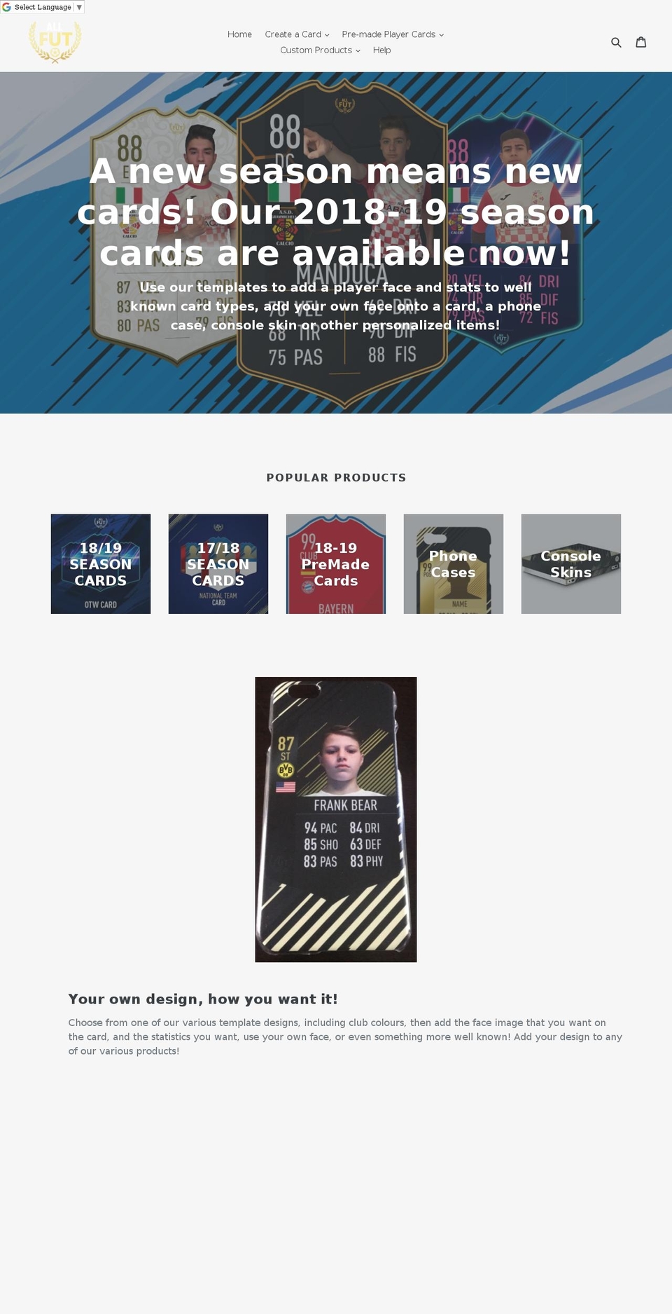 allfut.com — Shopify storefront screenshot