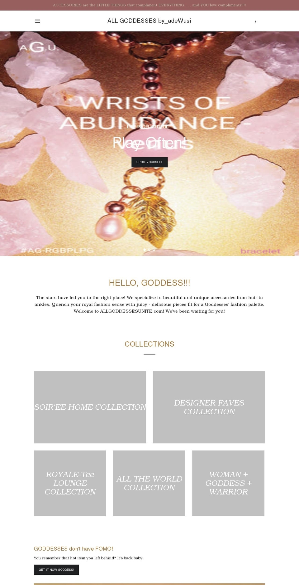 allgoddessesunite.com shopify website screenshot