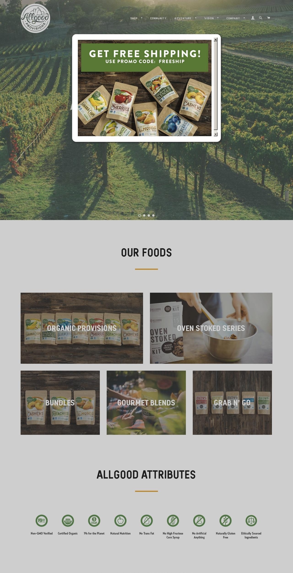 allgoodprovisions.com shopify website screenshot