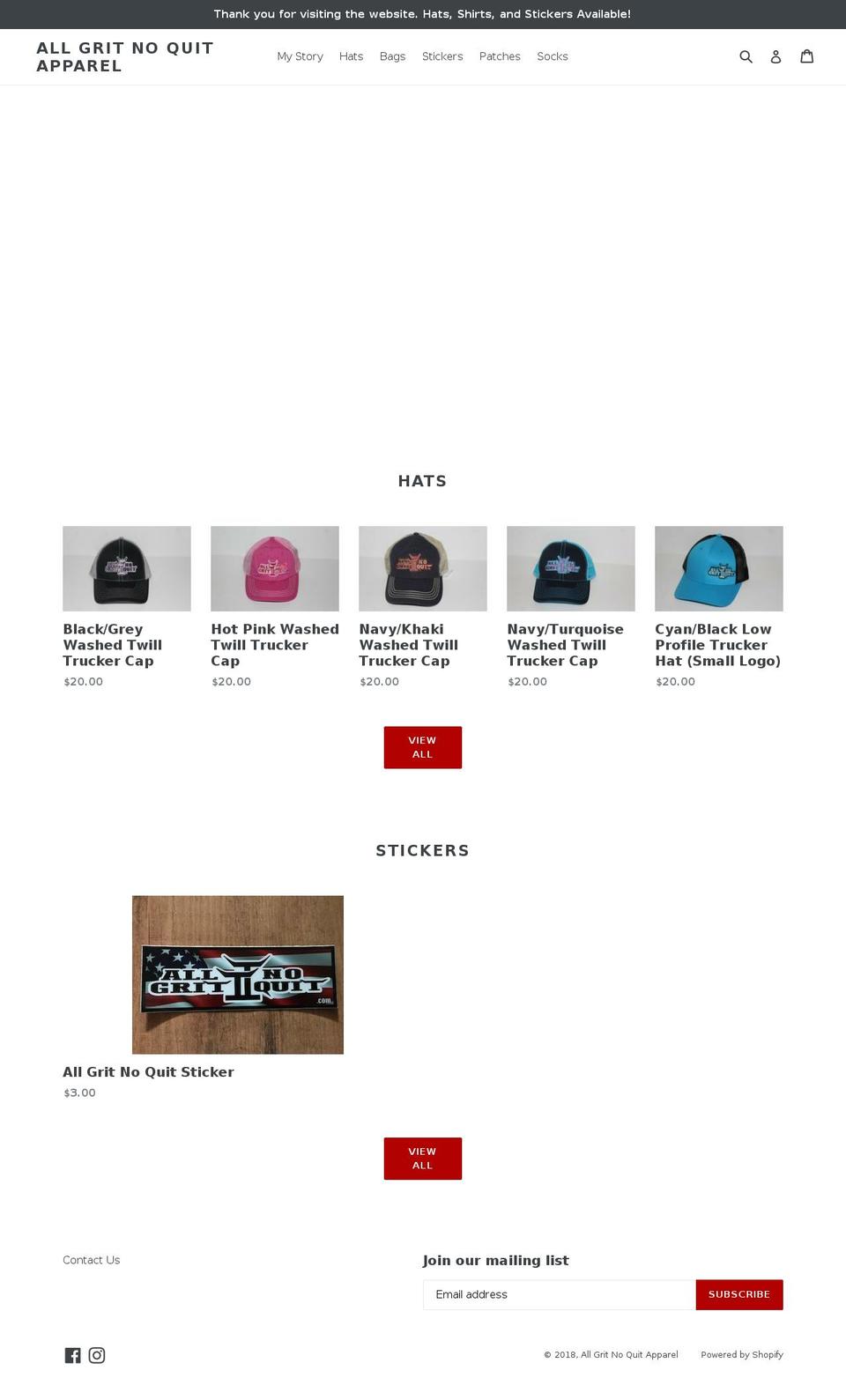 allgritnoquit.com — Shopify storefront screenshot