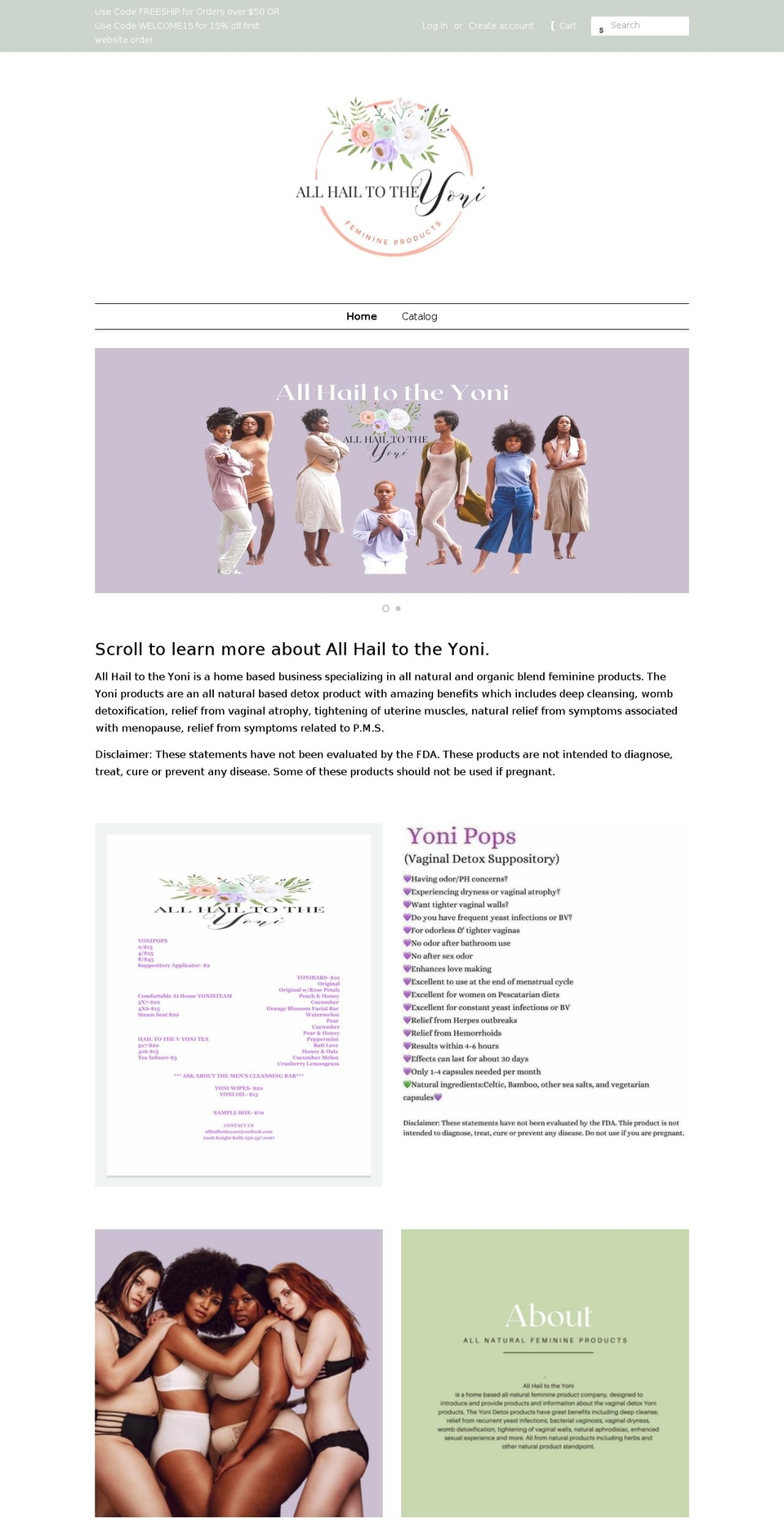 allhailtotheyoni.com shopify website screenshot