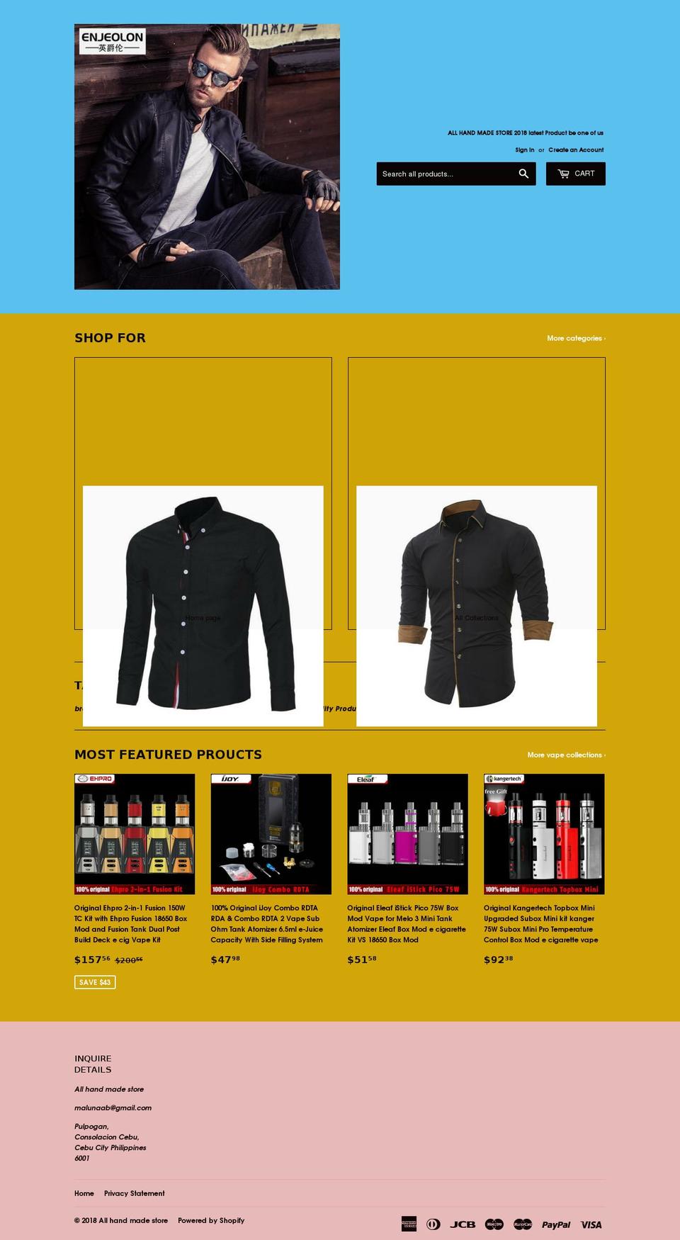 allhandmadestore.net shopify website screenshot