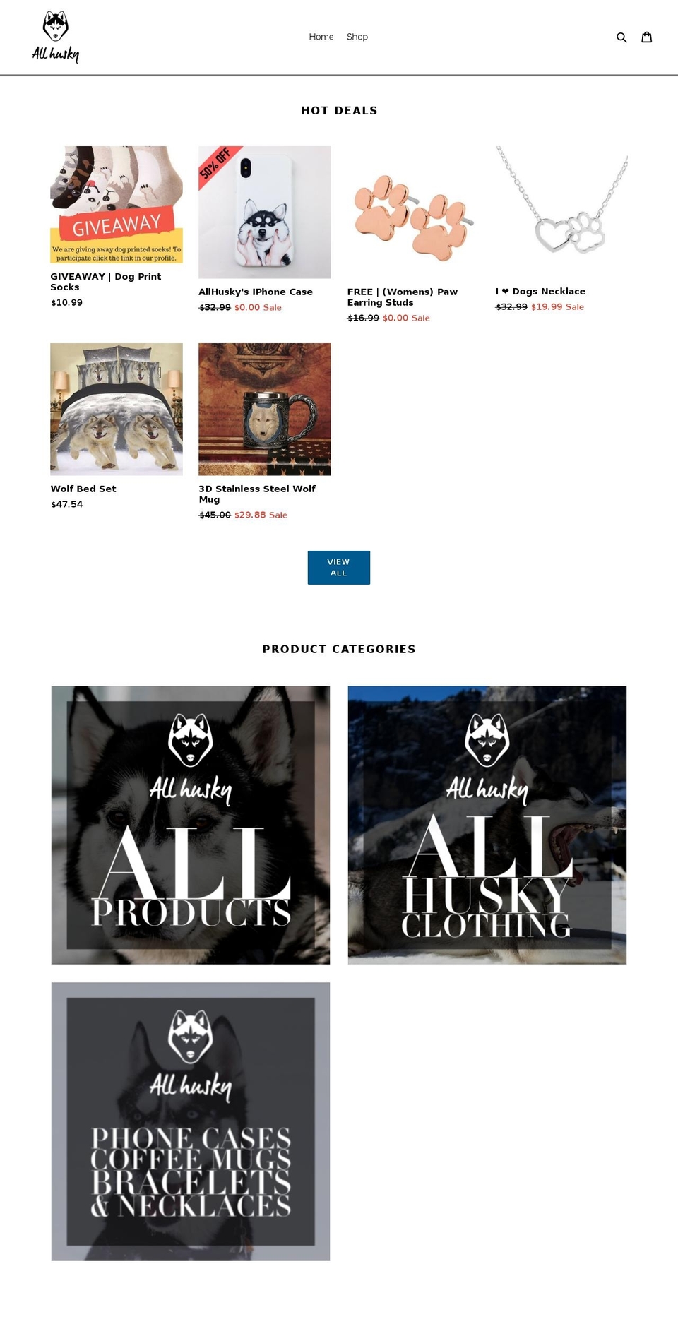 allhusky.com — Shopify storefront screenshot